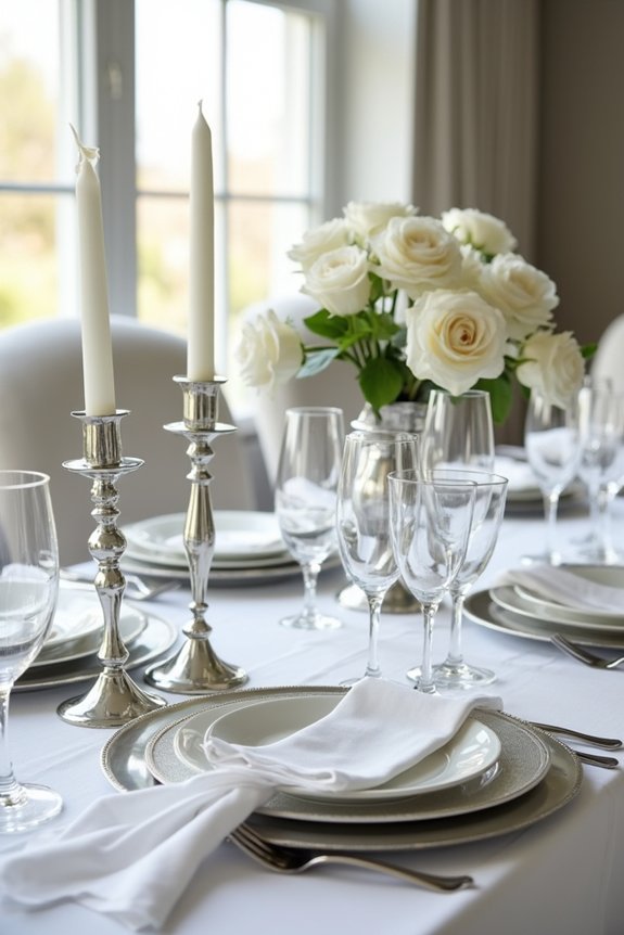 stunning silver themed centerpieces
