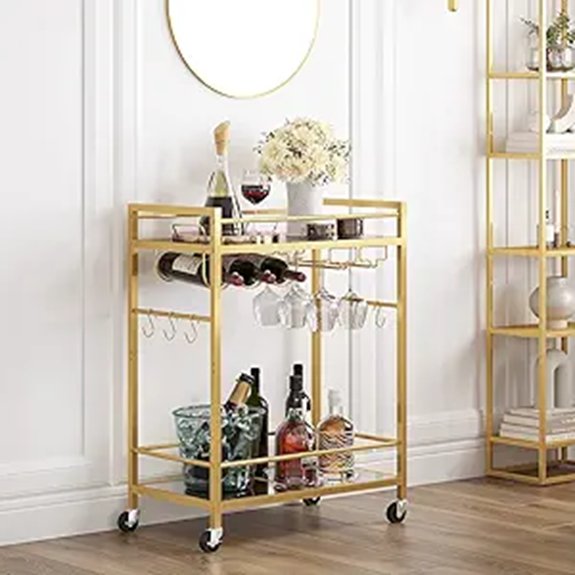 stylish wine cart accessorized