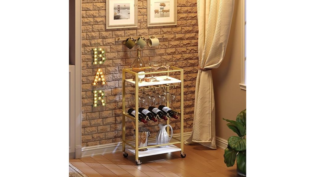 three tiered wine cart