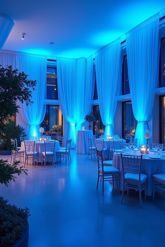 transform space with blue lighting