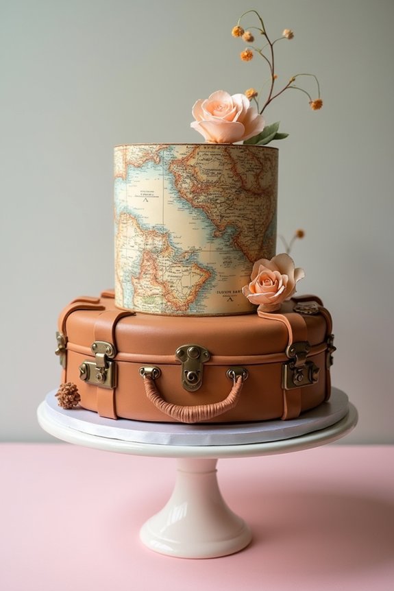 travel themed farewell cakes