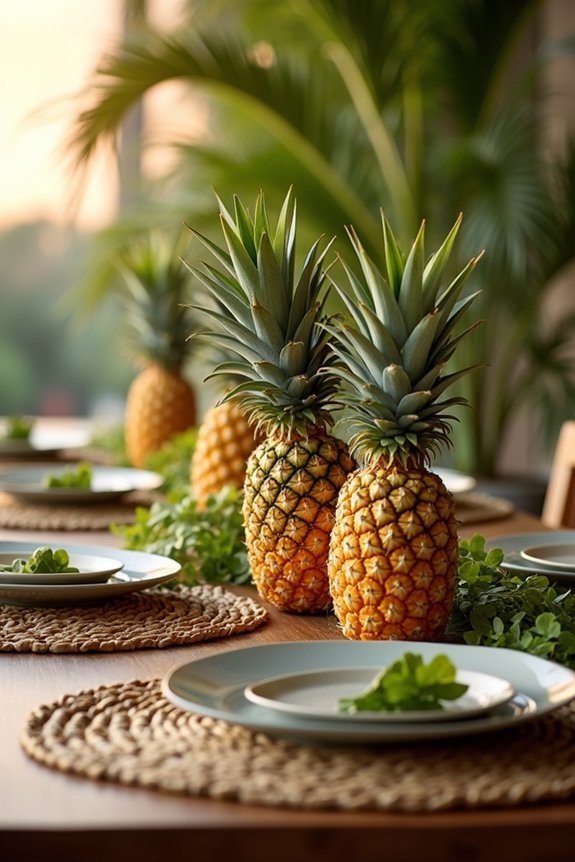 tropical decor with pineapples