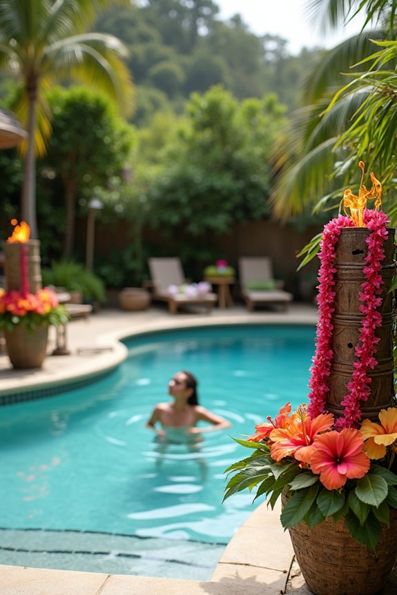 tropical paradise pool celebration