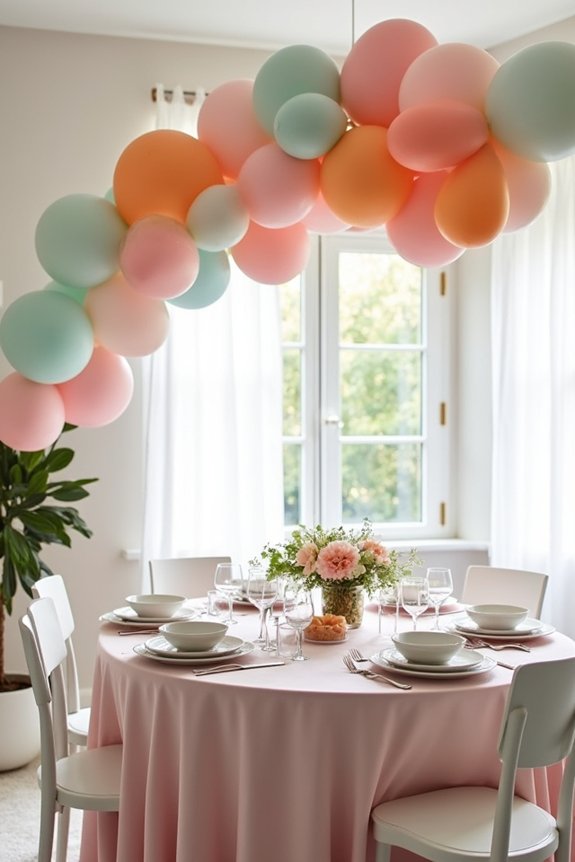 vibrant balloon garland centerpiece