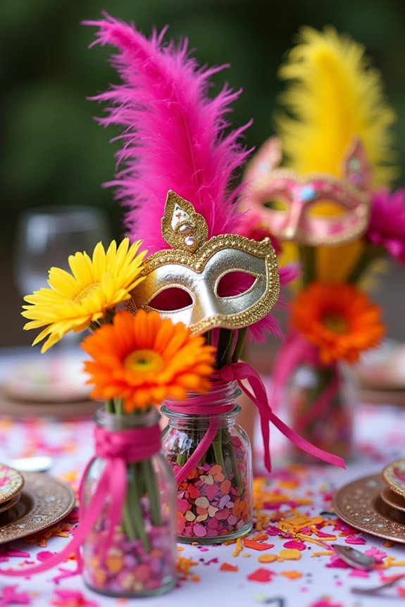 vibrant carnival table centerpieces