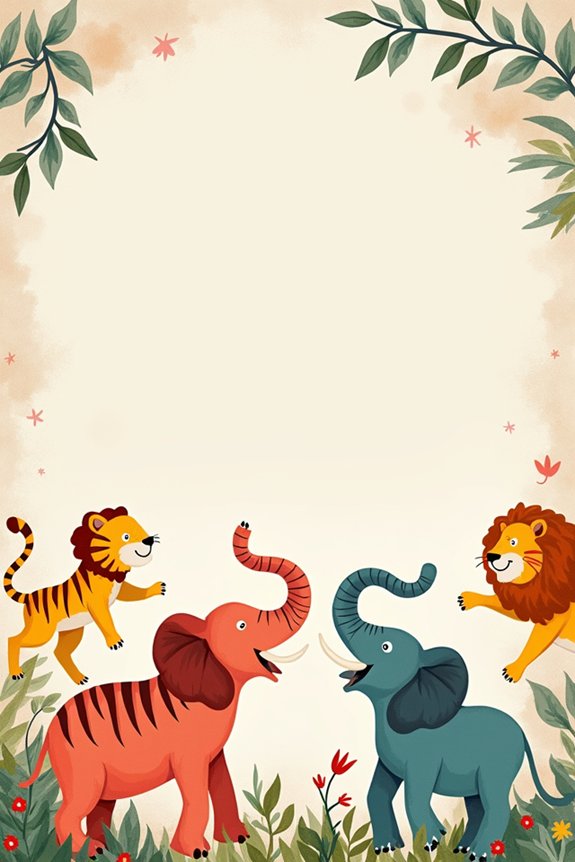 vibrant circus animal invitations