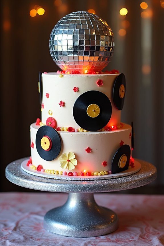 vibrant disco cake decorations