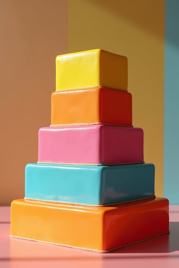 vibrant layered disco cakes