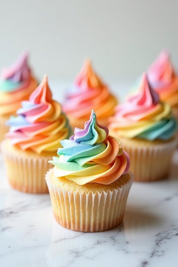vibrant multi colored cupcakes