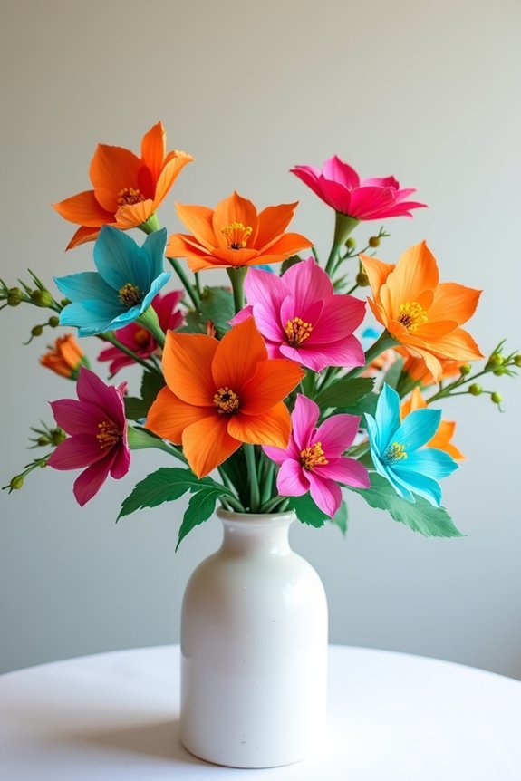 vibrant paper flower decor