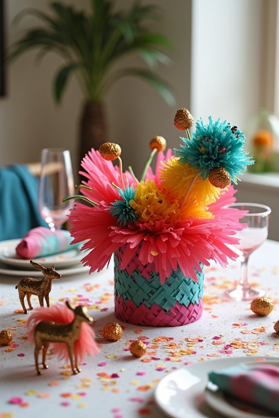 vibrant pi ata centerpiece decorations