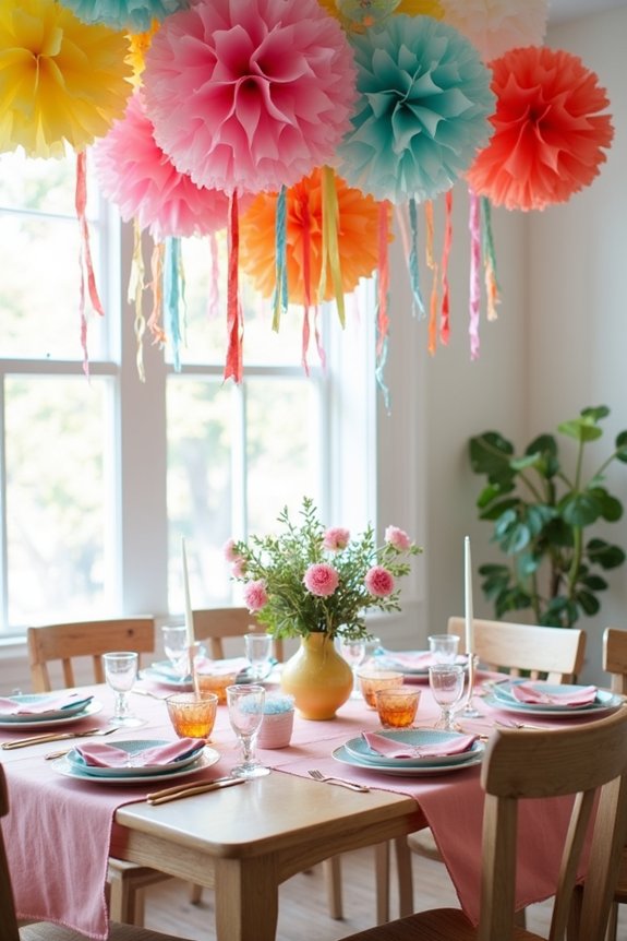 vibrant rainbow themed decorations