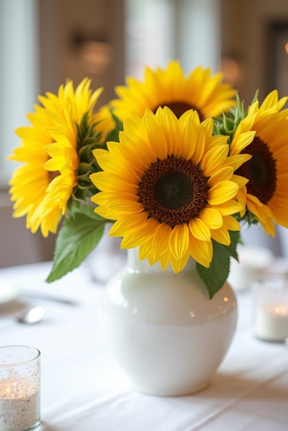 vibrant sunflower centerpiece arrangements