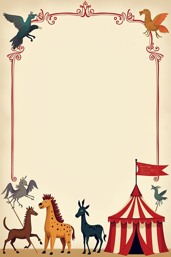vibrant whimsical circus invitations